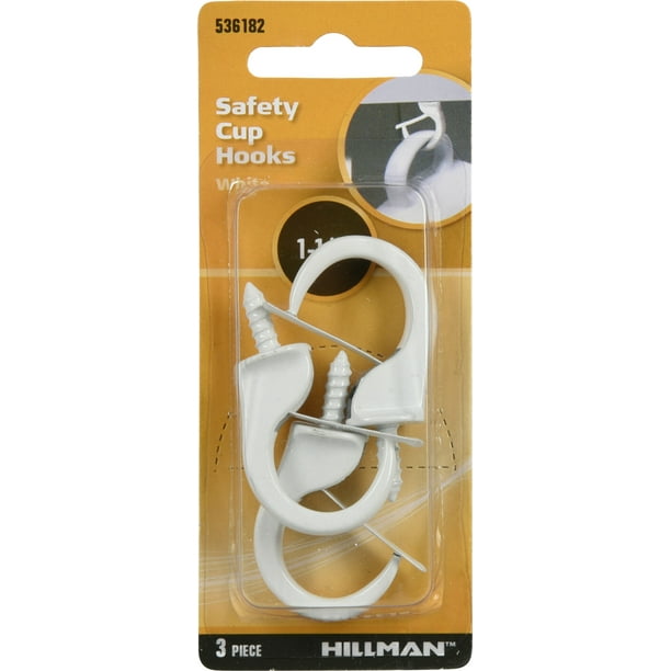 4 X SAFETY CUP HOOKS WHITE 22mm 4 X SAFETY CUP HOOKS WHITE 22mm